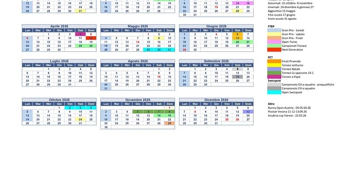 Calendario tornei 2026 – Definitivo!